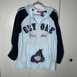 The Wonderful World of Disney Disney Eeyore Blue 1/4 Zip-Up Hoodie Jacket 1X 16W